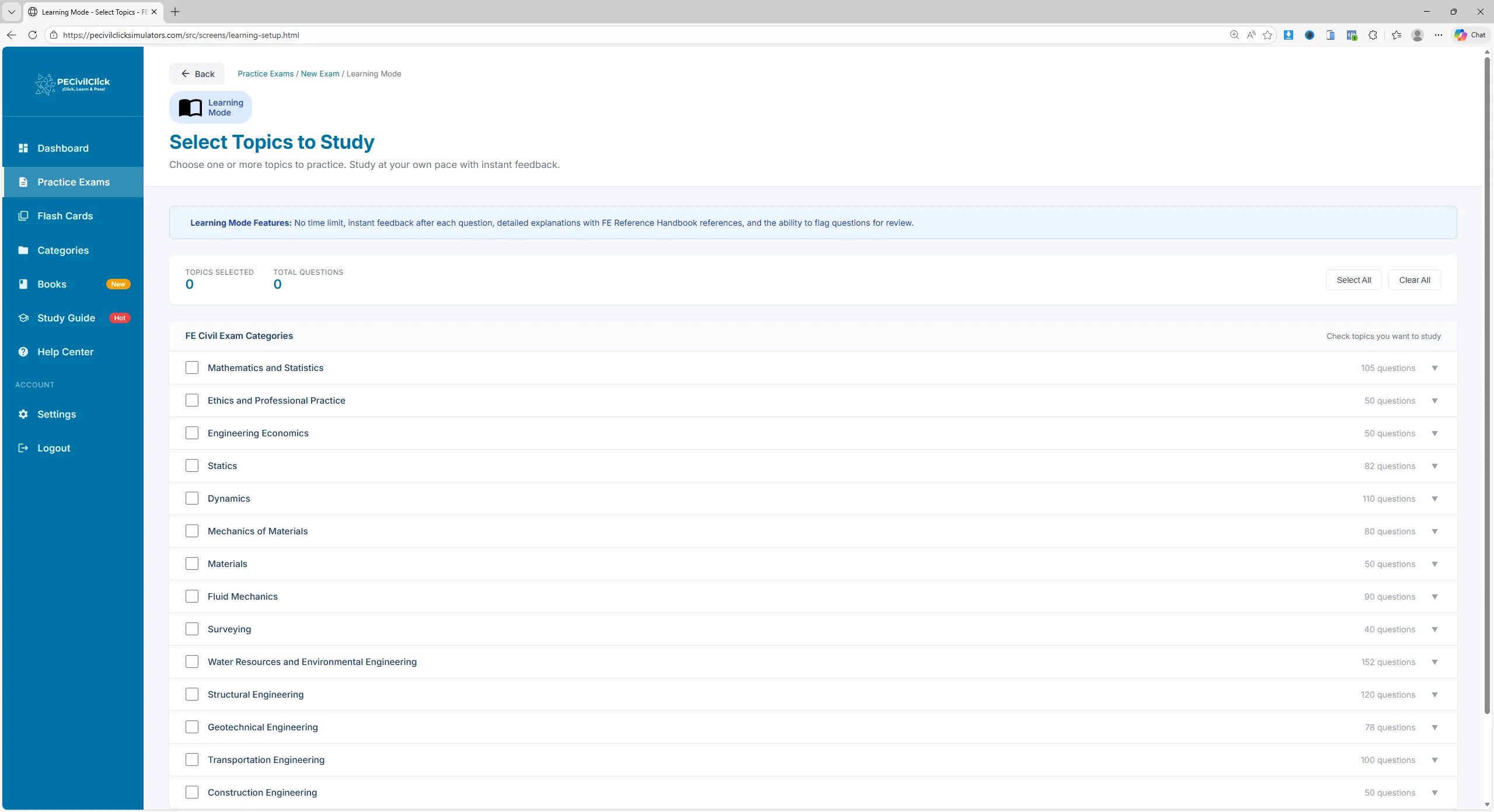 Learning Mode Screenshot